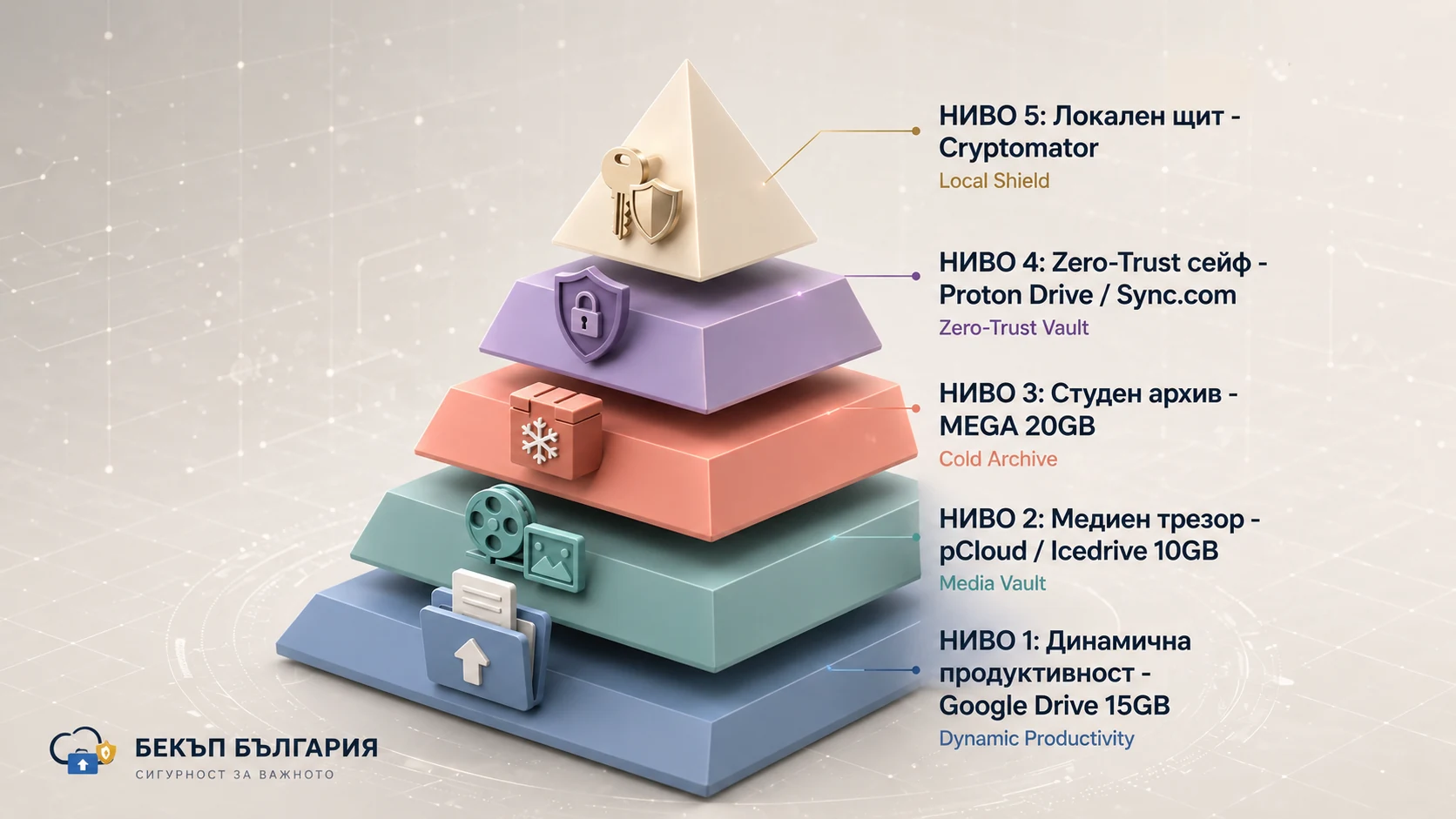Многослойна стратегия за облачно съхранение и защита